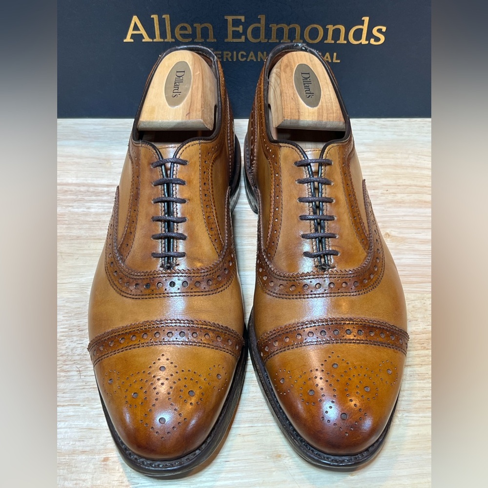 Allen Edmonds Strand Men’s Walnut Cap Toe Oxfords w Patinas Sz 8E Made USA 🇺🇸